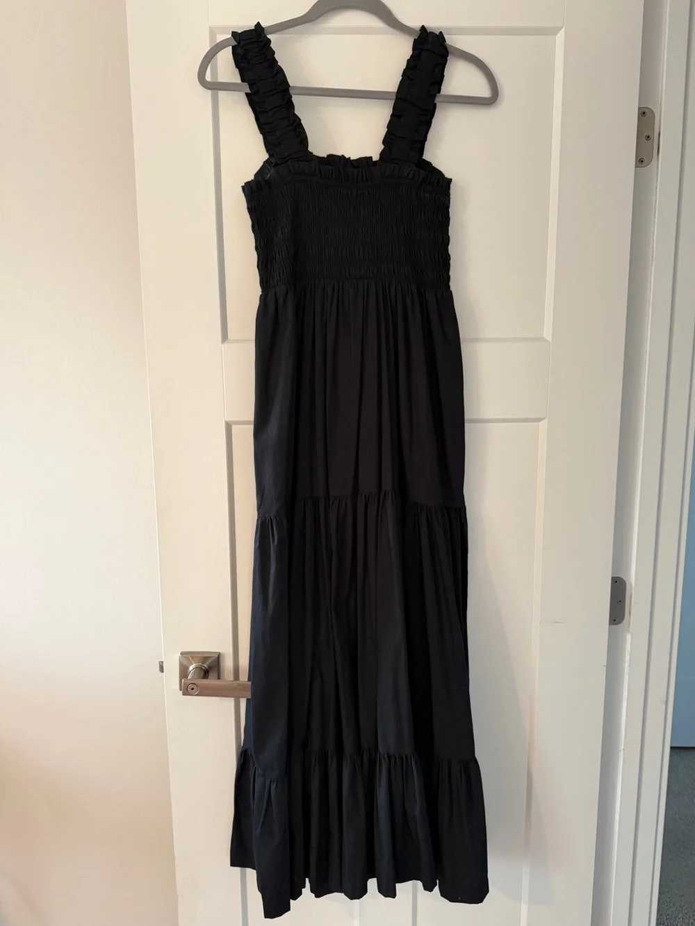 Abercrombie & Fitch Black Smocked Maxi Dress with Ruffled Straps